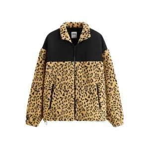 ❤️SOLD❤️NWT ZARA OVERSIZED LEOPARD FLEECE ZIP UP
